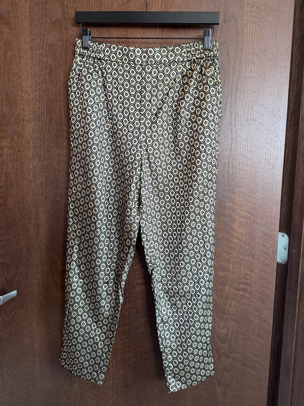 Anthropologie Geometric Pattern Dress Pants — Black & Gold